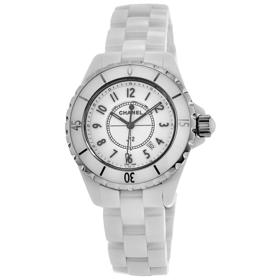 Chanel J12 Ceramic White Dial White Steel Strap Watch for Women