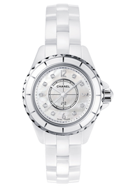 Chanel J12 Diamonds Quartz Mother of Pearl White Dial White Steel Strap Watch for Women - J12 H2570