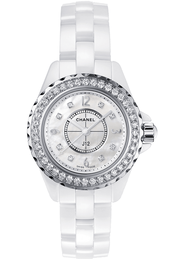 Chanel J12 Diamonds Quartz White Dial White Steel Strap Watch for Women - J12 H2572