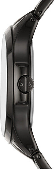 Armani Exchange Hampton Chronograph Black Dial Black Steel Strap Watch For Men - AX2413