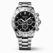 Hugo Boss Ikon Chronograph Black Dial Silver Steel Strap Watch for Men - 1512965