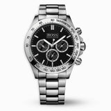Hugo Boss Ikon Chronograph Black Dial Silver Steel Strap Watch for Men - 1512965