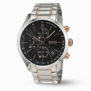 Hugo Boss Grand Prix Chronograph Black Dial Two Tone Steel Strap Watch for Men - 1513473