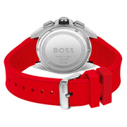 Hugo Boss Volane Chronograph Black Dial Red Rubber Strap Watch for Men - 1513959