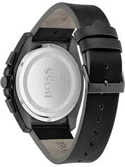 Hugo Boss Champion Chronograph Black Dial Black Leather Strap Watch for Men - 1513880