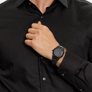 D1 Milano Ultra Thin Shadow Black Dial Black Steel Strap Watch for Men - D1-UTBJSH