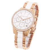 Michael Kors Ritz White Dial Two Tone Steel Strap Watch for Women - MK6324