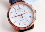 Tissot Carson Premium Chronograph White Dial Brown Leather Strap Watch For Men - T122.417.36.011.00