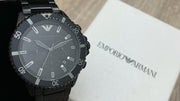 Emporio Armani Diver Chronograph Black Dial Black Silicone Strap Watch For Men - AR11515