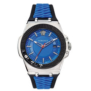 Versace Chain Reaction Blue Dial Two Tone Leather Strap Watch for Men - VEDY00119