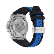 Versace Chain Reaction Blue Dial Two Tone Leather Strap Watch for Men - VEDY00119