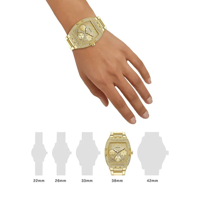 Guess Raven Diamonds Gold Dial Gold Steel Strap Watch for Women - GW0104L2