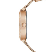 Guess Tapestry Diamonds Rose Gold Dial Rose Gold Mesh Bracelet Watch for Women - GW0354L3