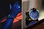 Diesel Mega Chief Chronograph Black Dial Grey Nylon Strap Watch For Men - DZ4523