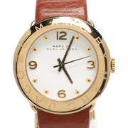 Marc Jacobs Amy White Dial Brown Leather Strap Watch for Women - MBM8574