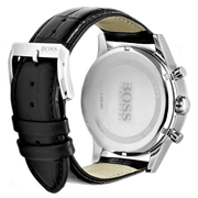 Hugo Boss Aeroliner Chronograph Quartz Black Dial Black Leather Strap Watch For Men - HB1512448