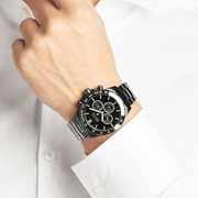 Hugo Boss Ikon Chronograph Black Dial Silver Steel Strap Watch for Men - 1512965