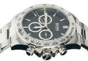 Hugo Boss Ikon Chronograph Black Dial Silver Steel Strap Watch for Men - 1512965