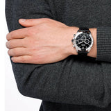 Hugo Boss Ikon Chronograph Black Dial Black Leather Strap Watch for Men - 1513178