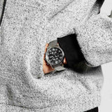 Hugo Boss Aeroliner Chronograph Black Dial Silver Steel Strap Watch for Men - 1513181