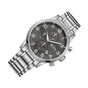 Hugo Boss Aeroliner Chronograph Black Dial Silver Steel Strap Watch for Men - 1513181