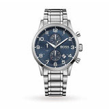 Hugo Boss Aeroliner Chronograph Blue Dial Silver Steel Strap Watch for Men - 1513183