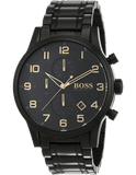 Hugo Boss Aeroliner Chronograph Black Dial Black Steel Strap Watch for Men - 1513275