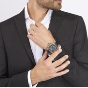 Hugo Boss Jet Chronograph Black Dial Black Leather Strap Watch for Men - 1513279