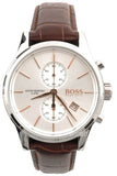Hugo Boss Jet Chronograph Silver Dial Brown Leather Strap Watch for Men - 1513280