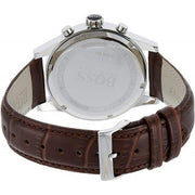 Hugo Boss Jet Chronograph Silver Dial Brown Leather Strap Watch for Men - 1513280