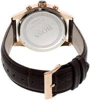 Hugo Boss Jet Chronograph Grey Dial Brown Leather Strap Watch for Men - 1513281