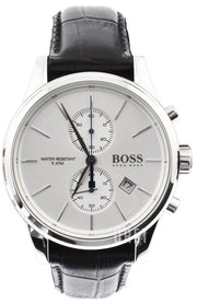 Hugo Boss Jet Chronograph White Dial Black Leather Strap Watch for Men - 1513282