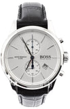 Hugo Boss Jet Chronograph White Dial Black Leather Strap Watch for Men - 1513282