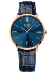 Hugo Boss Jackson Blue Dial Black Leather Strap Watch for Men - 1513371
