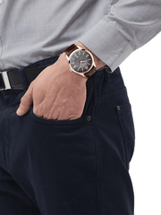 Hugo Boss Ambassador Grey Dial Brown Leather Strap Watch for Men - 1513387