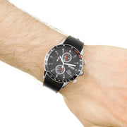 Hugo Boss Rafale Chronograph Black Dial Black Leather Strap Watch For Men - 1513390