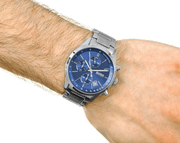 Hugo Boss Grand Prix Chronograph Blue Dial Silver Steel Strap Watch for Men - 1513478