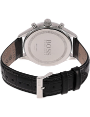 Hugo Boss Companion Black Dial Black Leather Strap Watch for Men - 1513543