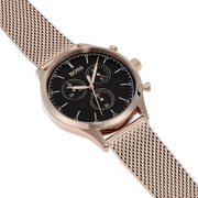 Hugo Boss Companion Quartz Black Dial Rose Gold Mesh Bracelet Watch For Men - HB1513548
