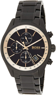Hugo Boss Grand Prix Chronograph Black Dial Black Steel Strap Watch for Men - 1513578
