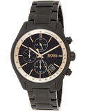 Hugo Boss Grand Prix Chronograph Black Dial Black Steel Strap Watch for Men - 1513578