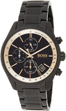 Hugo Boss Grand Prix Chronograph Black Dial Black Steel Strap Watch for Men - 1513578