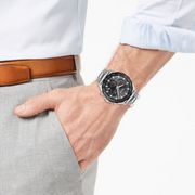 Hugo Boss Intensity Chronograph Black Dial Silver Steel Strap Watch For Men - 1513680