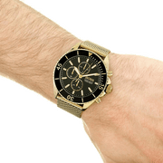 Hugo Boss Admiral Chronograph Black Dial Gold Mesh Bracelet Watch for Men - 1513906