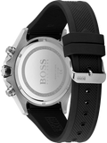Hugo Boss Globetrotter Chronograph Black Dial Black Silicone Strap Watch for Men - 1513820