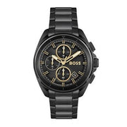 Hugo Boss Volane Chronograph Black Dial Black Steel Strap Watch for Men - 1513950