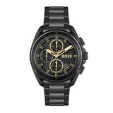 Hugo Boss Volane Chronograph Black Dial Black Steel Strap Watch for Men - 1513950