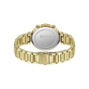Hugo Boss Flawless Chronograph Gold Dial Gold Steel Strap Watch for Women - 1502532
