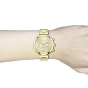 Hugo Boss Flawless Chronograph Gold Dial Gold Steel Strap Watch for Women - 1502532