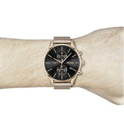Hugo Boss Associate Chronograph Black Dial Rose Gold Mesh Bracelet Watch for Men - 1513806